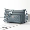 Fashionable chevron leather crossbody shoulder bag with multi-zipper pockets for women daily use. - Blue