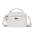 White PU leather small square handbag, versatile crossbody bag with top handle for women. - White