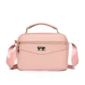 Pink PU leather small square handbag, versatile crossbody bag with top handle for women - Pink