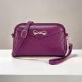Women small crossbody bag purple leather fashion shoulder handbag mini phone clutch purse - Purple