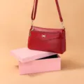 Red PU leather women cross-body bag stylish small shoulder bag with metal butterfly - Jujube Red