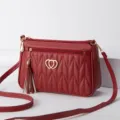 Wine Red Women Crossbody Bag Quilted Shoulder Bag Tassel Phone Bag Casual Multi-pocket - Jujube Red