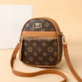 Chic brown monogram crossbody bag, stylish vertical phone bag with adjustable strap for daily use. - Monogram Print