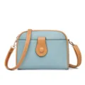 Light blue women's crossbody bag, versatile single shoulder dome bag with brown strap option. - Castle Blue