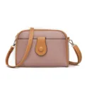 Women's PU leather crossbody shoulder bag in mauve and camel, stylish daily handbag. - Antler Purple