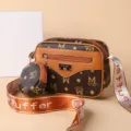 Stylish women's crossbody shoulder bag set with coin purse, contrast color PU leather design. - Letter M