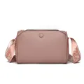 Women casual crossbody bag, stylish wide strap shoulder bag, solid color PU leather purse. - Antler Purple