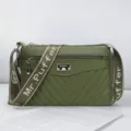 Olive green women crossbody bag with wide shoulder strap, stylish casual street shoulder bag. - Army Green