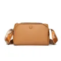 Stylish brown casual crossbody bag for women, everyday shoulder handbag with wide strap. - Earthy Yellow