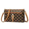 Sac à bandoulière damier marron pour femme avec lanière et boucle métal variante SKU - Floral à Carreaux