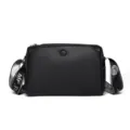 Black casual crossbody bag for women, large capacity multi-zipper PU leather shoulder bag. - Black