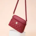 Elegant Red PU Leather Crossbody Bag Quilted Heart Shoulder Bag Stylish Women Handbag - L26 x H18 x W7 cm / Jujube Red