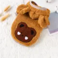 Brown bear fleece pet dog hoodie winter warm plush clothes for small dogs cats XS-XL - XS / Coffee
