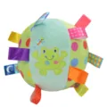 Plush sensory tag ball with colorful ribbons and cute frog embroidery for pets and baby toys. - Frog Style
