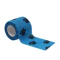 Bandage cohésive pour animaux bleu avec motif de pattes noires mignonnes pour protection des pattes - Empreintes bleues