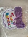 Pet birthday saliva towel bib with cute purple plush bow and colorful embroidery letters. - One Size / Birthday Scarf / Purple