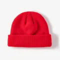 Bonnet en tricot rouge hiver chaud acrylique bonnet unisexe hip hop mode vetements de rue style - L (58-60cm) / Rouge