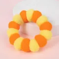 Plush pet recovery collar soft cat dog cone adorable yellow orange pompom anti-lick ring - 6