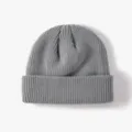 Bonnet en tricot gris pour l'automne et l'hiver, bonnet chaud en acrylique style unisexe. - L (58-60cm) / Gris
