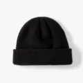 Bonnet tricoté noir, chapeau d'hiver chaud en acrylique pour hommes et femmes style - L (58-60cm) / Noir