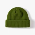 Bonnet en tricot acrylique vert hiver chaud mode hip hop bonnet unisexe couleur unie quotidien - L (58-60cm) / Vert Militaire