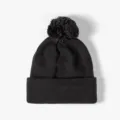 Autumn winter solid color knitted beanie hat for men women warm pom pom ski cap dailywear - One Size / Dark Gray