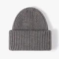 Warm thick ribbed knit winter beanie hat for men and women, stylish cuffed design grey. - One Size / Dark Gray