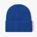 Solid blue knitted beanie for autumn and winter, cozy wool hat for outdoor wear and daily style. - Sky Blue