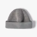 Grey knitted beanie hat for autumn and winter, warm wool skull cap with rolled cuff. - One Size / Noble Gray