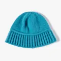 Blue winter knit beanie hat, soft fuzzy yarn slouchy cap, casual warm knitted cap. - One Size / Blue