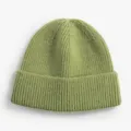 Green solid color knitted beanie winter hat for women and men, cozy casual warm wool hat. - Grass Green