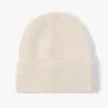 Classic beige ribbed knit beanie for autumn and winter, warm and stylish casual cap. - Cream