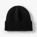Black ribbed knit beanie winter warm hat classic cuffed skull cap daily casual outdoor stylish - One Size / 20B122 Black