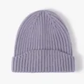Lavender purple ribbed knit beanie winter warm soft cashmere feel hat for women - One Size / Gray Blue