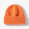 Berretto in maglia arancione per autunno e inverno, cappello di lana caldo semplice unisex. - Taglia unica / 20B122 rosso arancio