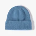 Casual solid color knitted beanie for men and women, autumn and winter warm wool hat. - One Size / Grayish Blue