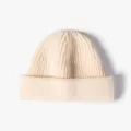 Solid color knit beanie hat for men and women, warm winter woolen skull cap, casual style. - One Size / Milk White