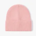 Pink ribbed knit beanie for women and men, cozy winter hat, casual outdoor streetwear. - Light Pink