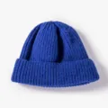 Classic blue ribbed knit beanie hat for women, soft winter warm wool cap for cold weather. - One Size / Sky Blue
