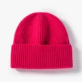 Berretto in maglia a costole rosa vivo per donna e uomo, cappello invernale caldo - Taglia unica / 20B122 rosso rosa