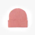 Pink ribbed knit beanie hat for women winter warm wool hat casual solid color cap - 009 Cherry Red Interior