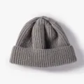 Grey ribbed knit beanie hat, stylish winter warm wool-blend cap for women daily wear. - One Size / Noble Gray