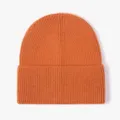 Orange ribbed knit beanie for winter, cozy woolen warm hat for outdoor daily casual wear. - Orange-Yellow
