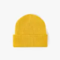 Bright yellow ribbed knit beanie winter warm cap, comfortable acrylic solid color skull cap - 009 Autumn Yellow Interior