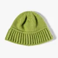 Green knitted beanie hat, winter warm soft rabbit hair blend knit cap for men and women - One Size / Grass Green