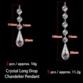 Acrylic crystal pendant bead chain for chandelier lighting and home holiday hanging decor. - Long Teardrop Pendant / 5 Octagonal Beads