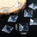 Διπλή τρύπα τετράγωνα κρύσταλλα χάντρες 22mm διαφανή μενταγιόν για κουρτίνες διακόσμηση γάμου - Μακριά Τριγωνική Ράβδος 2.2cm / Πακέτο 10 Τεμαχίων / Διαφανές