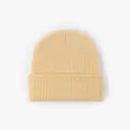 Light yellow ribbed knit beanie winter warm cap minimalist style casual solid color hat - 009 Beige Interior