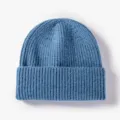Berretto in maglia blu, classico cappello caldo invernale con risvolto a coste per donna uomo. - Taglia unica / 20B122 blu grigio