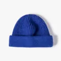 Blue ribbed knit beanie hat, stylish winter solid color warm slouchy cap for men and women. - One Size / Sky Blue